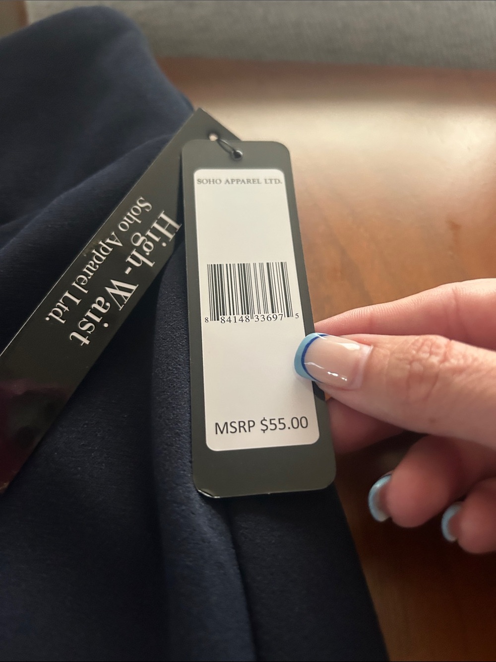 Soho Apparel Navy Ponte Pull-On Pants with Silver-Tone Tag Detail - Picture 2 of 3